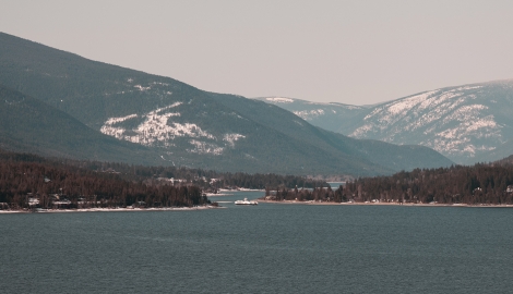 Aerial view of Kootenay Lake.