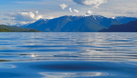 Mountain and Kootenay Lake taken from water.